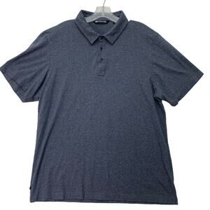 Travis Mathew Mens XL Blue Striped Cotton Modal Short Sleeve Polo Golf Shirt